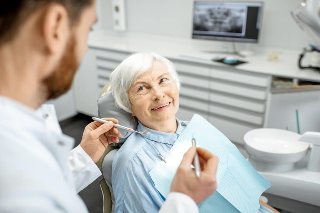 senior patient at the dentist