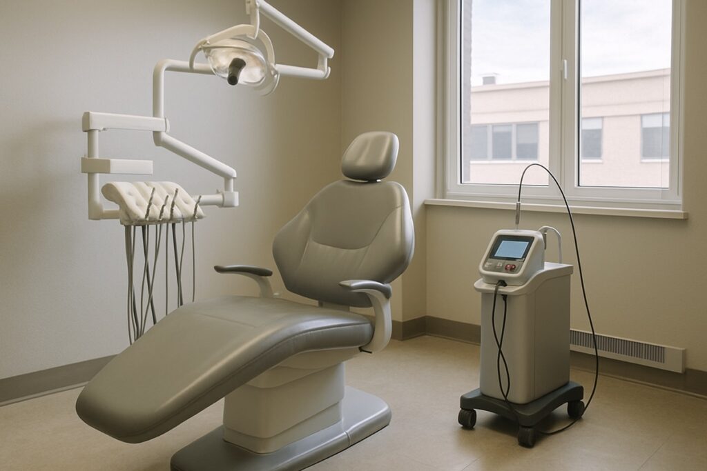 Modern dental operatory with laser dentistry equipment at Pickering Square Dental