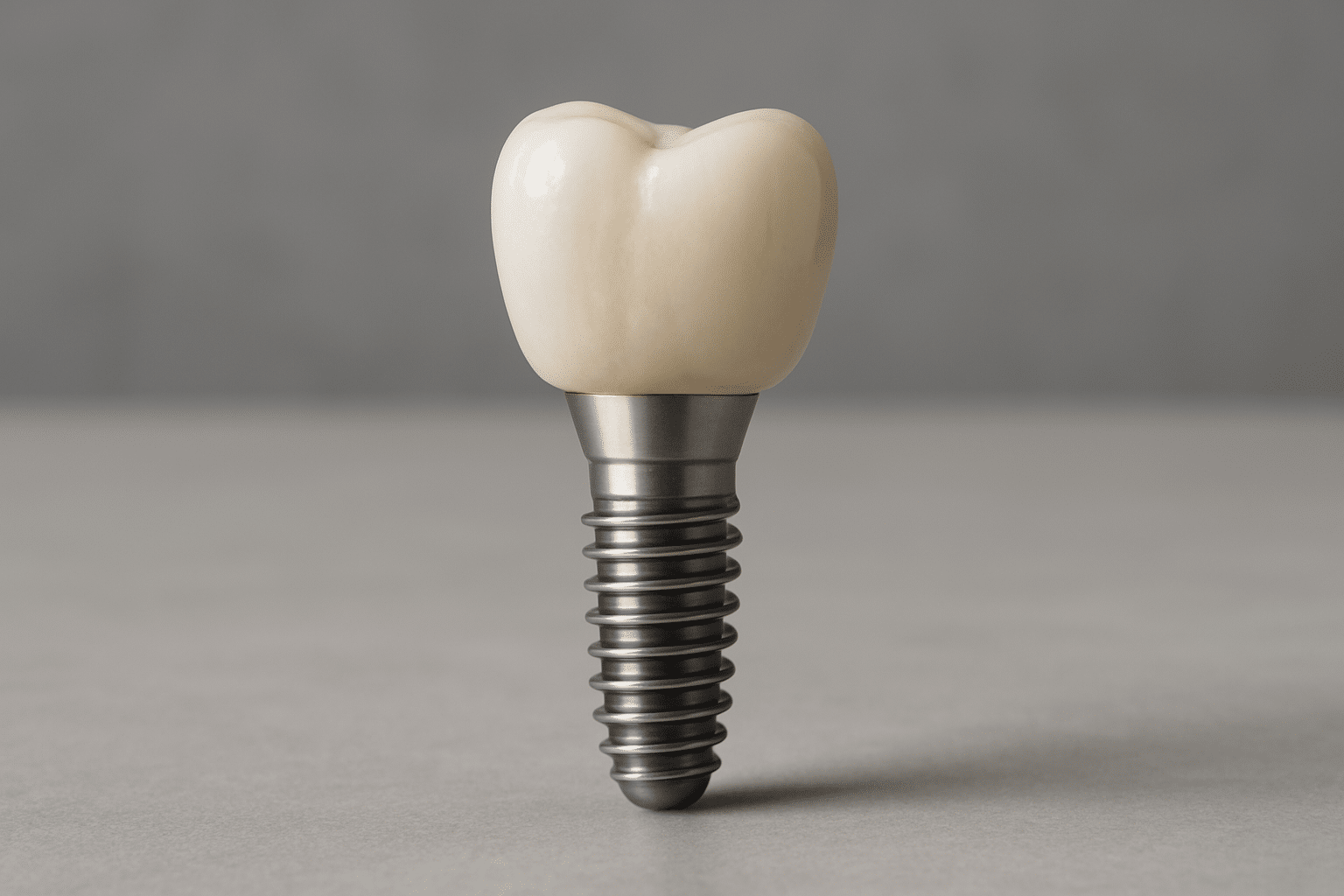 Dental implant model with titanium post and crown