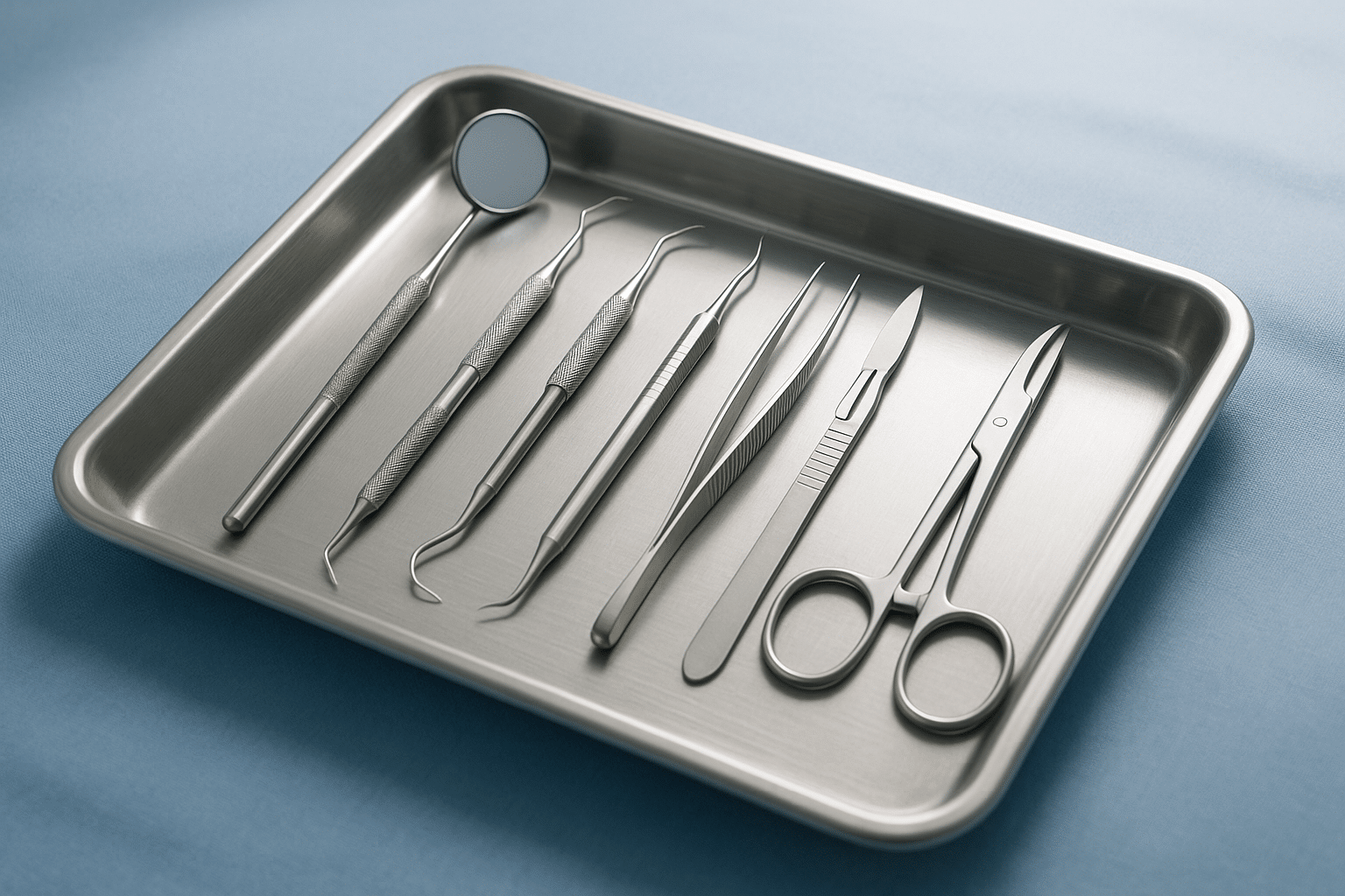 Dental surgical tray with sterile instruments