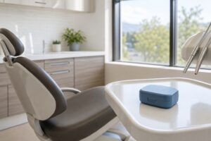 Empty dental operatory prepared for temporary crown care