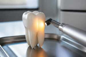Ceramic teaching tooth illuminated for a cracked-tooth assessment