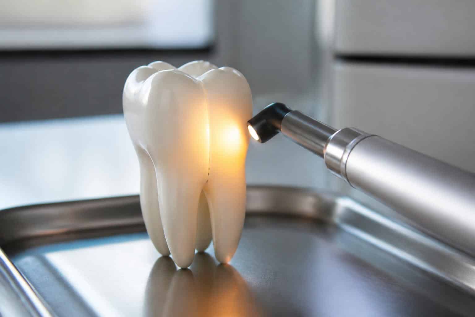 Ceramic teaching tooth illuminated for a cracked-tooth assessment