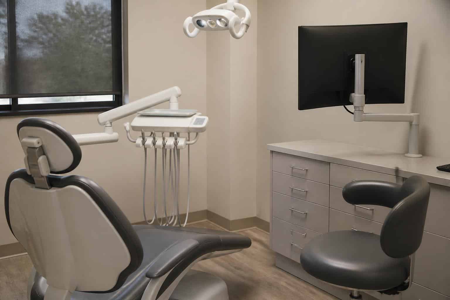 Empty dental operatory prepared for a cracked-tooth assessment