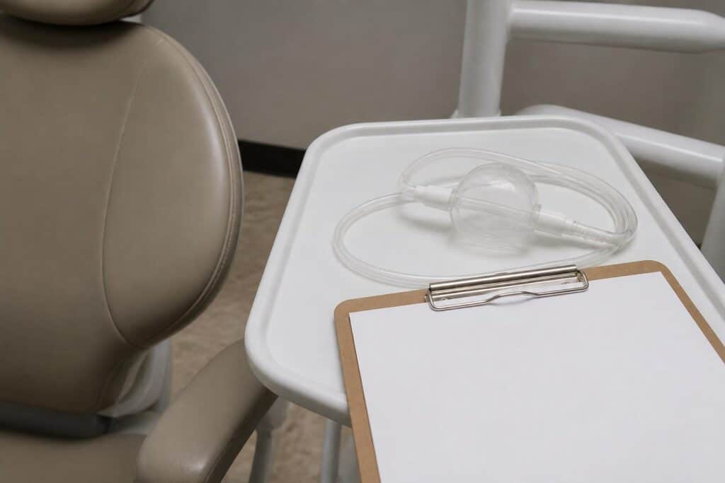 Nitrous nasal hood prepared for a dental sedation consultation