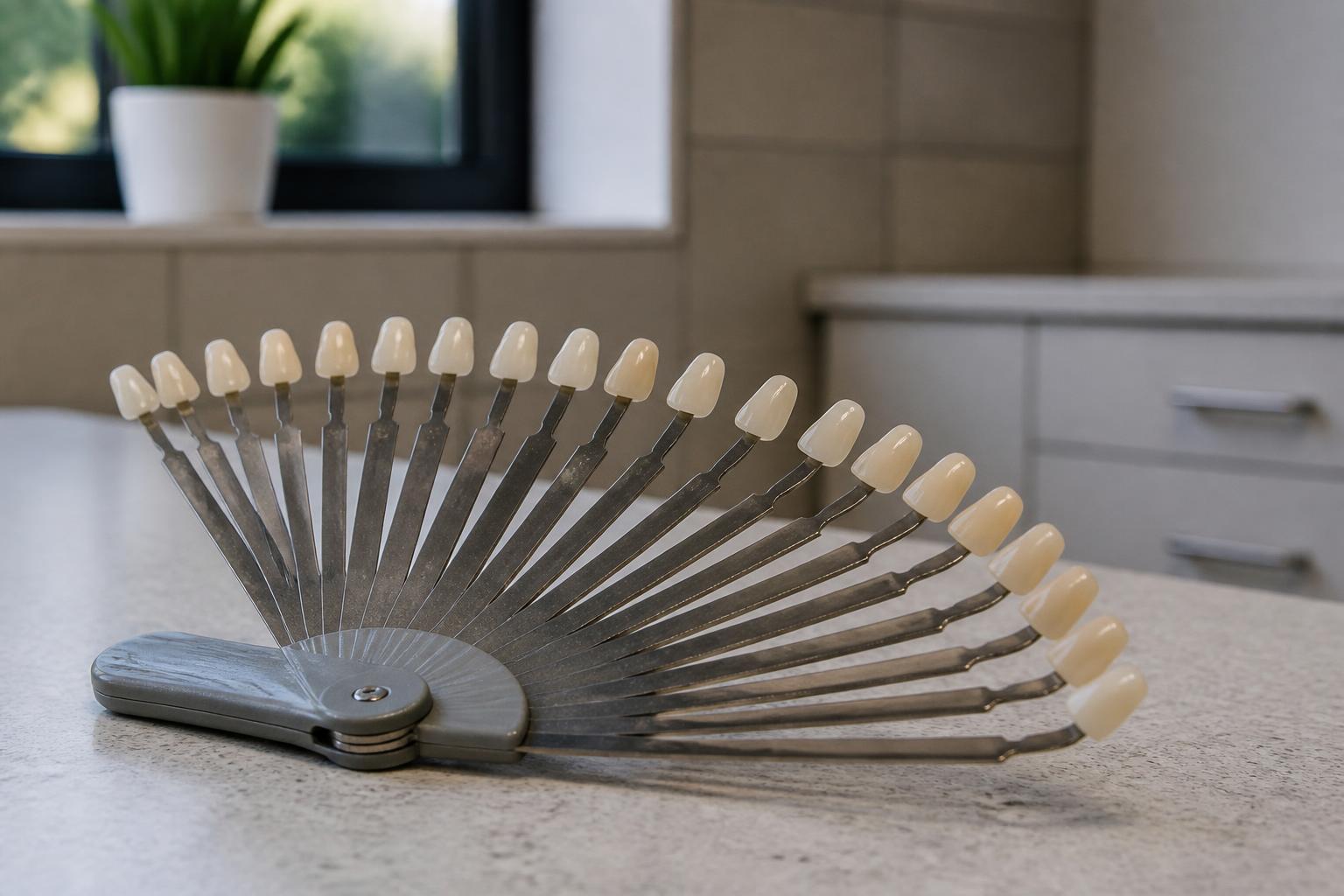 Dental tooth shade guide fan used for cosmetic bonding and veneers shade matching